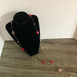 5/$25 Red Bead and  Chain Necklace